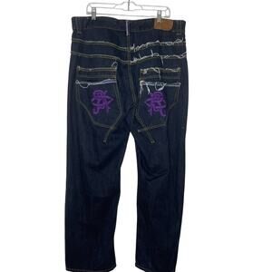 Rocawear Jeans Mens 40 Baggy Fit Dark Wash Urban Streetwear Hip Hop Style